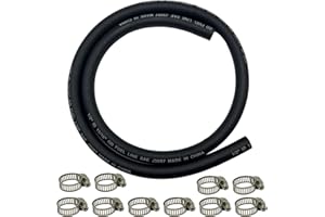 YGQ Ø 13 mm 1/2'' (Adatto per 12mm 12.5mm) Tubo Benzina Rinforzato SAE J30R7 in gomma intrecciata Tubo Carburante per Gasolio 2.4M per Automobili Barca con 10pcs Fascette Stringitubo