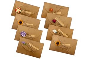 ZWZNBL 8 różnych stylów kopert na karty z suszonymi kwiatami, dekoracyjne kartki z życzeniami retro, kreatywne kartki okolicznościowe DIY, odpowiednie na życzenia świąteczne, zaproszenia itp.