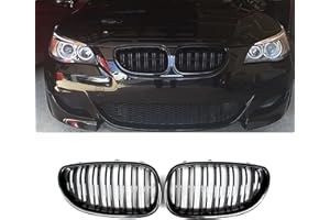 Gangying E60 E61 Rejilla de radiador para BMW Serie 5 E60 E61 M5 Parrilla Serie 5 E60 E61 riñones Dobles Negro 2003-2009