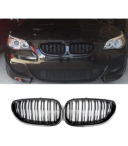Front Bumper Lower Mesh Grille Covers For BMW E60 E61 M Sport 2004-2010 – Left & Right, Black
