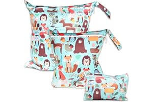ABirdon Bolsa de Pañales para Bebé, 3 PCS Bolsas de Pañales Impermeables Reutilizables, Lavables, Organizador de Maquillaje con Cremallera, Ideal para Viajes, Playa y Piscina