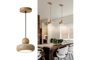 kaixunl Lustre Japonais Wabi-sabi En Travertin Jaune suspension luminaire LED En Bois Lustres Réglable En Hauteur luminaires Intérieur moderne Pour chambre Coucher Salle manger Salon Cuisine(Balle)