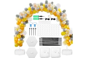 VORHOT Kit Arco Palloncini Struttura da Terra, Riutilizzabile Fibra Balloon Arch Stand con Base, Regolabile Supporto Palloncini per Gender Reveal Matrimonio Compleanno Battesimo, 2.7m(H) x 3m(W)