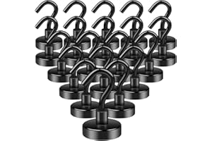 Aenienoe 20 Pièces Crochet Magnetique 15kg Aimant Puissant Neodyme Crochet 20mm pour Frigo Cuisines Bureau École Crochet de Croisière Robuste au Plafond Argenté Noir