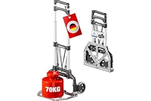 ‎ATHLON TOOLS ATHLON TOOLS Aluminium Transportkarre klappbar TÜV geprüft – Langer Teleskopgriff 110 cm, Anti-Rutsch-Pads, Soft-Laufräder, inkl. 2 Expanderseile