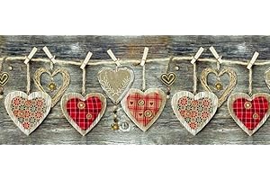 HomeLife Tappeto Cucina Antiscivolo Lavabile in Vinile 52X240 Made in Italy | Passatoia Antimacchia in PVC Interni ed Esterni Stampa Cuori Appesi Rossi | Tappeti Runner Lungo in Gomma [240 cm]