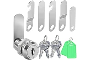 luckaide Zamek do skrzynki na listy 16 mm, zamek krzywkowy, w zestawie z 5 różnymi płytkami zamkowymi i 4 pojedynczymi kluczami, zamkiem do skrzynki na listy, zamek do szafy, zamek meblowy, zamek
