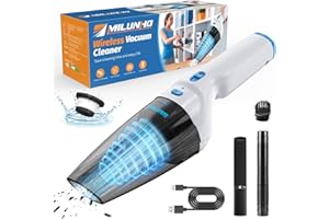 Milunho Aspirateur à Main, 9500PA Aspirateur Voiture Puissant sans Fil, 100W Rechargeable Portable Mini Aspirateur sans Fil, Aspirateur de Voiture pour Maison Voiture Bureau Canapé (Bleu)