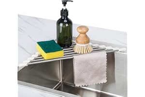 Tomorotec Scolapiatti triangolare arrotolabile ad angolo, piccolo, pieghevole, in acciaio inox, multiuso, da cucina, organizer per mensola (bianco latte di cocco, bianco)