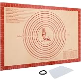 SUPER KITCHEN Non-stick Silicone Pastry Mat with Cutter | Dough, Heat Esistent Mats for Kneading and Baking, Pasta Tray, Fond