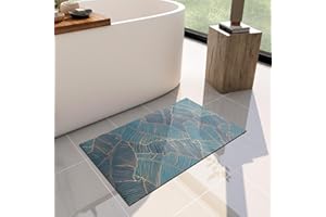 chakme Quick Dry Bath Mat Non Slip Anti Mould, Super Absorbent Bath Mats for Bathroom, 40×80 cm Large Teal Bath Mat, Bathroom Floor Mat for Bedroom, Kitchen, Toilet