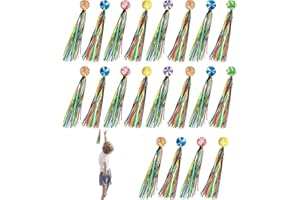 BUKEZUDANG 20 Stück Hüpfball für Kinder, Hüpfbälle mit Buntem Schweif, 30mm Springball mit Farbige Bänder, Springball für Kinder mit Farbige BäNder, Geburtstag Mitgebsel Kinder für Mitbringsel Kindergeburtstag