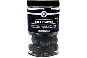 Mon Dragée Dänische Lakritz Kugeln, Grey Heaven 250g, Überzogen mit Milchschokolade, Lakritz und Anis, Glutenfreie Feinkost-Pralinen, Edles Geschenk für Liebhaber besonderer Süßigkeiten