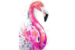 MXJSUA Kit de pintura de diamante 5D de Numbers para acuarela, 5d diamond pintura de diamantes animales,diseño de flamencos rosas, para manualidades, decoración de la pared del hogar, 30 x 40 cm