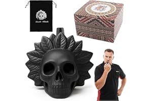 JINFANSHURICH Aztec Death Whistle - Réplica histórica con efectos de sonido espeluznantes, coleccionable, incluye bolsa de almacenamiento e instrucciones (negro)