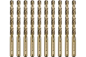 SALI Cobalt Drill Bit Set 10Pcs 8mm M35 High Speed Steel Jobber Drill Bit Kit (HSS) Twist Drill Bits for Hardened Metal, Stainless Steel, Cast Iron, Wood and Plastic, with Index Storage Case