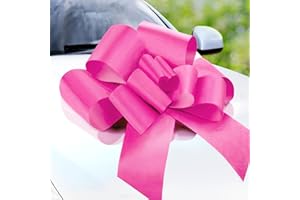 Zoe Deco Big Car Bow with 2 Gold Accessory Bows (Pink, 23 Inch / 58 cm), Giant Bow for Car, Girl Party, Lady Surprise Party, Wedding Reception, Birthday, Christmas Bows for Car, Gift Bow