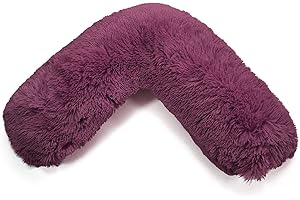 HOMES-LINEN Teddy V Shaped Complete V Pillow or V Case Only For Neck Maternity Back Support Soft Warm Plush Cosy Fleece V Shape Cover (Teddy Cuddles Plum, Teddy Cover Only)