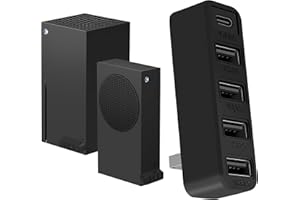 Joso 5 Ports USB Hub 2.0 for Xbox Series X & S, USB Splitter Expansion Adapter with Type-C for Controller Charger, Keyboard, Mouse & More - Black