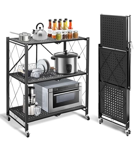 Chariot à Roulettes En Acier - Étagère De Rangement Pliable En Fer Pou