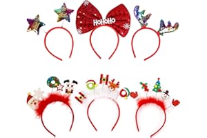 KY-Tech Christmas Headband, 6pcs Xmas Headband Christmas Hair Hoops Christmas Hair Bands Merry Christmas Headdress