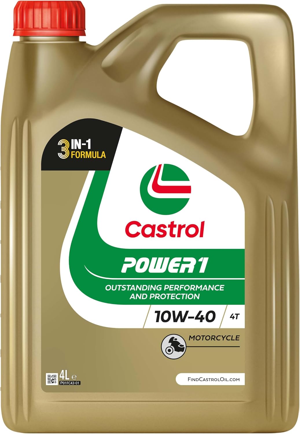 Castrol POWER1 4T 10W-40 Motorcycle Oil 4L, White