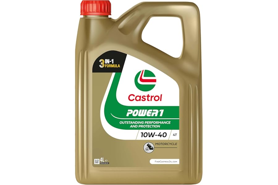 Castrol POWER1 4T 10W-40 Motorcycle Oil 4L, White