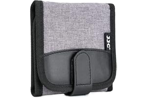JJC Camera Filter Case 3 Pockets Holds 3 x UV CPL ND Round Filters up to 82mm Foldable Belt Loop Design Carrying Pouch with Microfiber Cleaning Cloth (Gray)