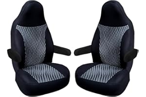 ‎BREMER SITZBEZÜGE BREMER SITZBEZÜGE Maß Piloten Schonbezüge Sitzbezüge kompatibel mit Wohnmobil Camper Ducato Fahrer & Beifahrer 819 Schonbezug Set in Schwarz/Grau