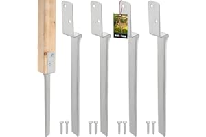 KOTARBAU® 4 x Support De Poteau à Enfoncer - Acier Galvanisé - 50 cm - Argent - Ancrage Au Sol - L-Forme - Support Balançoire - Kit Ancrage Balancoire - Extérieur Jardin Sécurisé Résistant