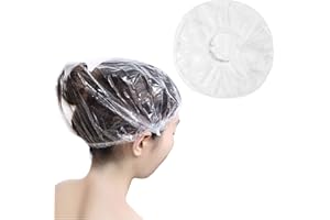 BNFGD 100 Pcs Disposable Shower Caps,Extra Elastic Waterproof Shower Caps,Clear Waterproof Plastic Shower Cap for Home, Hotel, Spa and Hair Salon Portable Travel