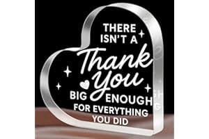 GRELAE Thank You Gift for Women & Men – Acrylic Heart Plaque Appreciation Gifts 10×10×1cm, Thank You Gifts for Boss, Coworker, Teacher, Nurse, Volunteer, Mentor