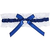 Yuemion Set di Giarrettiera da Sposa, Giarrettiera in Pizzo Elasticizzato Blu e Bianco, Accessori da Sposa Blu, Regalo di Gia