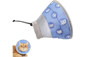 VULEVIRTUE Collare Elisabettiano Gatto,Collare a Cono per Gatti Collare Regolabile per Gatto Collari Protettivi Morbidi e Pieghevoli Gattini Cuccioli Dopo L'Intervento Chirurgico (Blue, M)