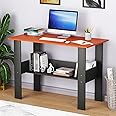 Lukzer Premium Engineered Wood Computer Desk with One Tier Shelves Laptop Study Table for Office Home Workstation Writing Modern Desk (ST-004/Charcoal Ember/ 90 x 50 x 77 cm)