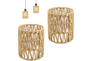 RYAN 2 Pièces Abat-Jour De Plafond en Rotin Ø 120 mm Abat Jour Rotin Main Style Boho Suspension Rotin Décoration de la Maison Vintage pour Lanterne Suspendue Lanterne de Rechange, Plafonnier