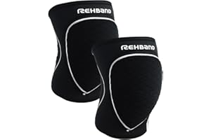 Rehband Genouillères Rembourré pour le handball et le volleyball Genouillères - confortables et près du corps, protègent l'articulation du genou, Couleur:Noir - 1 Paire, Taille:XXL