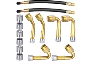 Fanshiontide Ventilverlängerung Adapter 45 90 135 Grad Winkelventil Autoventil mit 12 Ventilkappen 2 Ventilverlängerungsschlauch für Auto Motorrad Fahrrad,Schrader Ventile