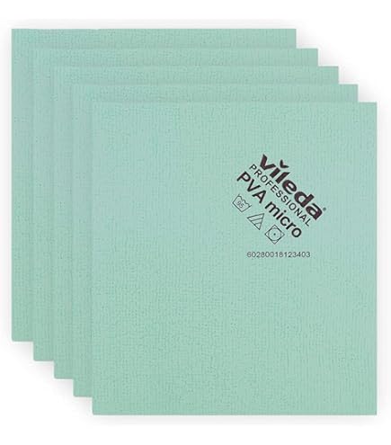 Vileda Mikrofasertuch Pvam Icro, Grün – 5 Stück, 38x35 Cm, Für Streifenfreies Putzen