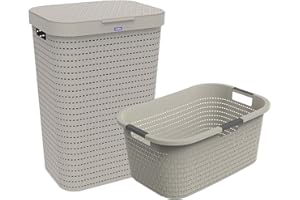 Rotho Country Wäscheset 2tlg. 55l, 40l, Kunststoff (PP) BPA-frei, cappuccino, 55l, 40l
