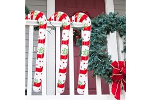 WINWILD Confezione da 3 bastoncini di zucchero decorazioni natalizie da 87 cm, grande decorazione Grinch, bastoncini di zucchero gonfiabili per porta d'ingresso natalizia all'aperto (Rosso-B)