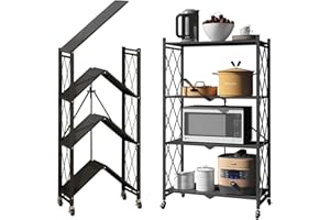 FuGuiB Étagère Pliante, étagère Pliable, avec roulettes, étagère en métal, étagère de Cuisine