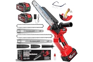 SundpeyPRO Mini Motosega a Batteria 8/6 Pollici - 1180W Brushless Mini Sega a Batterie 8000mAh per potatura, Oliatore Automatico, Tensione Catena Senza Attrezzi, Motosega Elettrica per Taglio di Legno