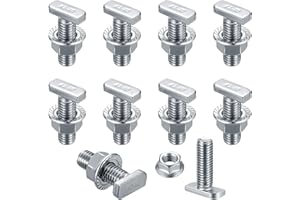 HEOZHUYI Śruby z łbem młotkowym M10 x 30, 10 szt. śrub przesuwnych z 10 szt. nakrętek kołnierzowych z nakrętkami sześciokątnymi, śruba rowkowa T, śruby do szklarni do modułów PV, fotowoltaicznego profilu