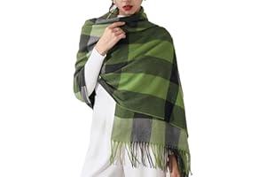 HYUET Invernale Pasmina Sciarpa Scialle Donna a Quadri Elegante Lungo Morbida Calda Stole Sciarpe Scozzese Tartan Wrap Maglia Scialle Inverno Poncho Stola Pashmina per Donna Uomo