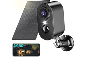 PESAIR 2K Telecamera di sorveglianza WiFi Esterna senza fili Batteria, Telecamera di sorveglianza con pannello solare, visione notturna Colore, Esterno/Interno, PIR Rilevamento Movimento, IP66, Nero