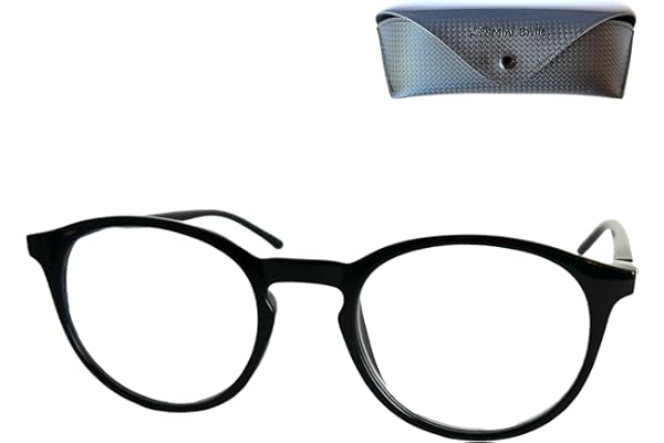 Mini Brille - Lunettes de Lecture Verres Larges Arrondis – Monture Plastique Solide – Style Intello Unisexe (Noir) – Confort & Élégance – Étui Inclus – Pour Hommes et Femmes