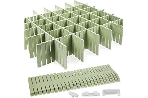 GIAK Schubladenteiler Schubladeneinteiler 16 Stück Schubladentrenner Verstellbar Schubladen Ordnungssystem Grün Trennwände,verstellbar Für Schrank Unterwäsche Socken DIY Schreibtisch Organizer