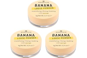 ‎ESSENCE COSMETICS essence BANANA LOOSE POWDER, Gelb, mattierend, fixierend, farbkorrigierend, transluzent, matt, vegan, ölfrei, ohne Parfüm, ohne Alkohol, 3er Pack (3x6g)