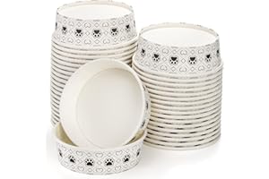 SOUJOY 40pcs Pets Disposable Feeding Bowls, 16 oz Cat & Dog Food Bowl, Cute Foot Print Design Travel Bowl for Small Dog, Puppy, Cat - Dry & Wet Food or Water